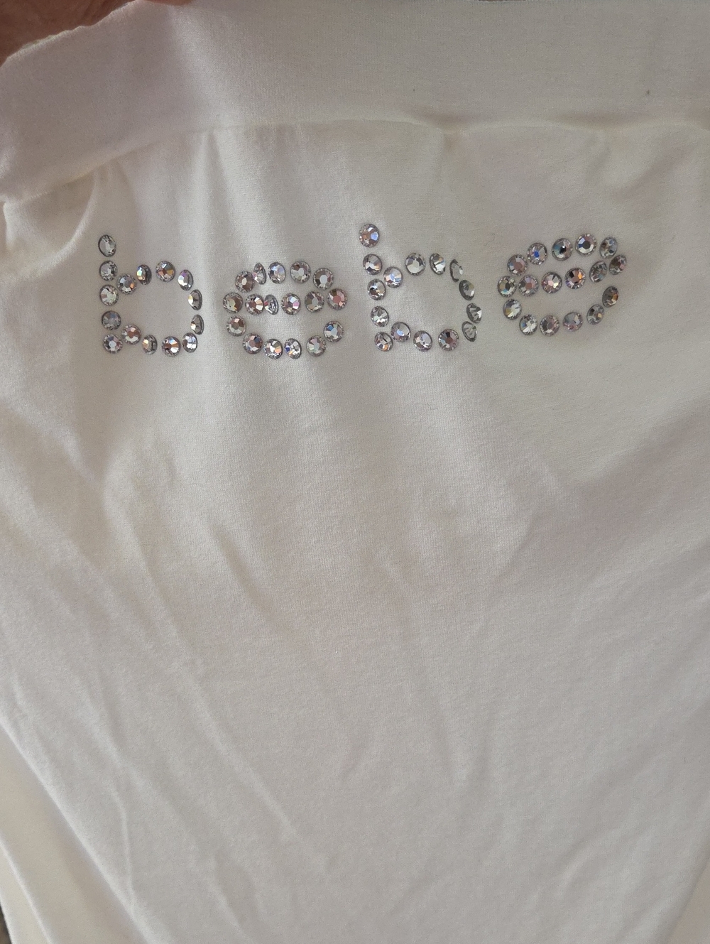 Authentic Y2K vintage Bebe Logo White Strapless Dress with Crystal Embellishment - Picture 2 of 10